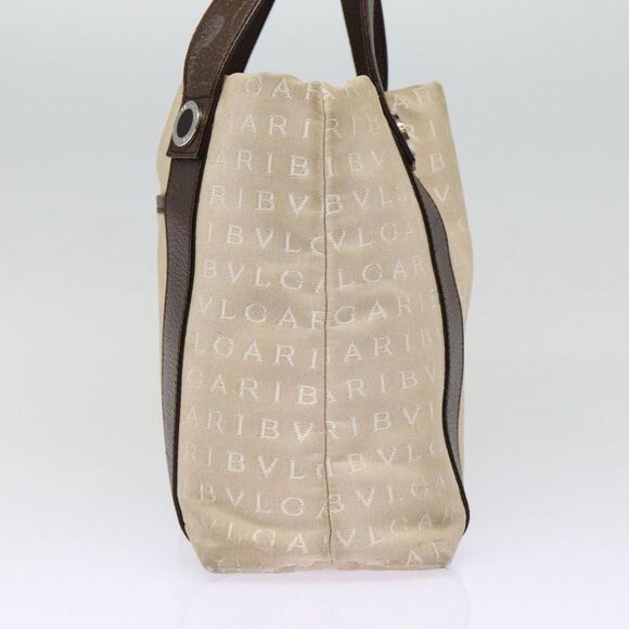 Bulgari Logo Mania Beige Canvas Handbag (Pre-Owned) - Picture 5 of 16